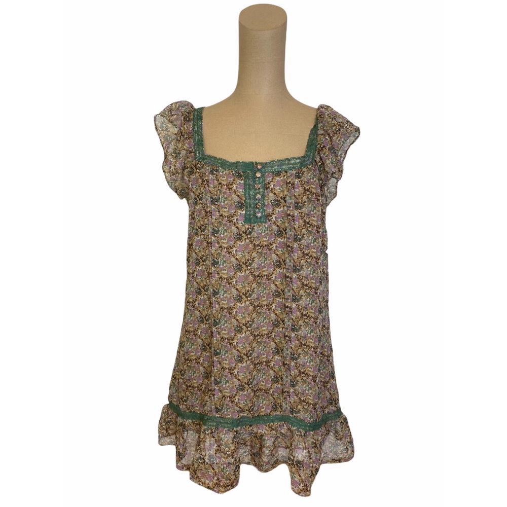 Blue Bird Coquette Floral Babydoll Dress